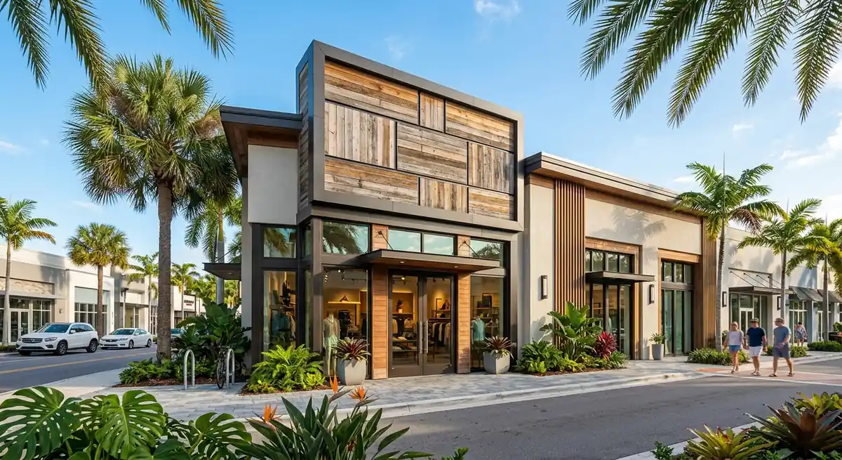 Modern commercial building with exterior signage in Florida
