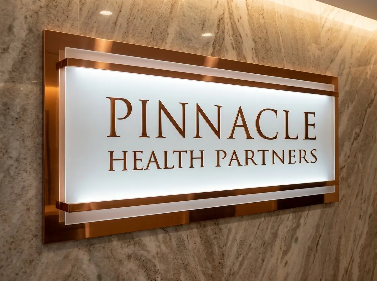 Backlit lobby sign for a healthcare practice