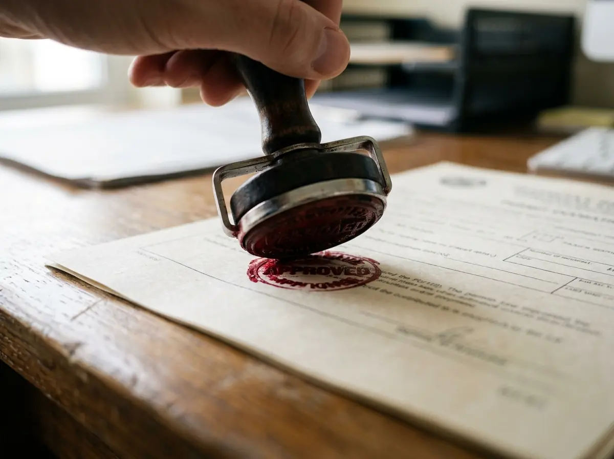 Permit application receiving an approved stamp
