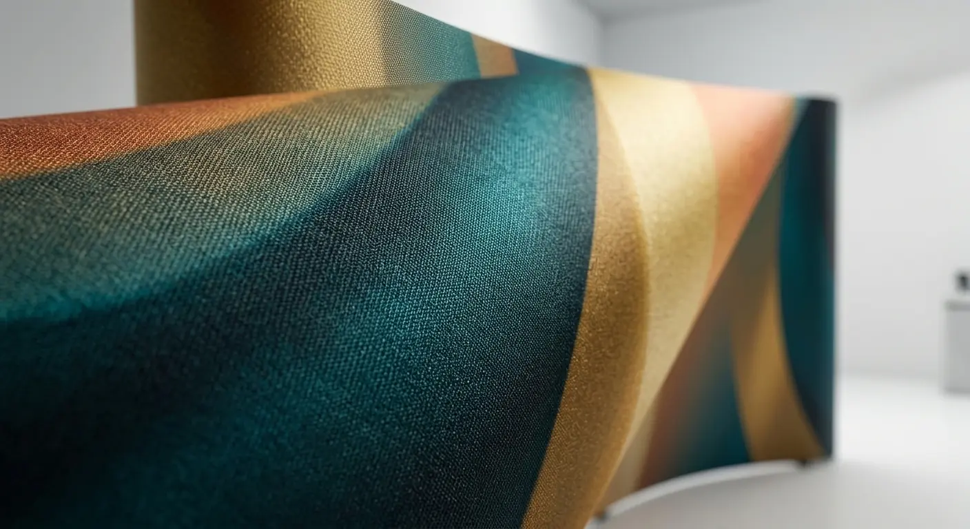 Close-up of printed fabric banner material